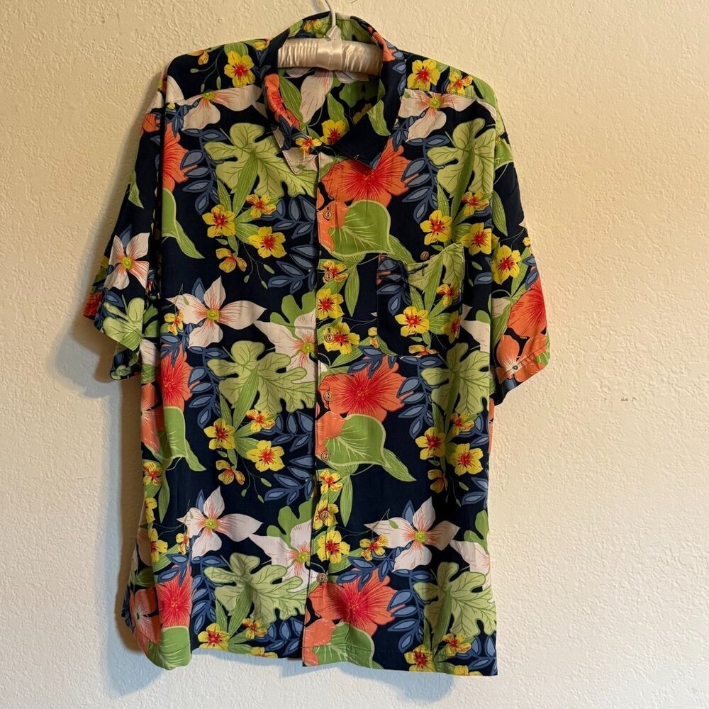 Cubavera Hawaiian Shirt Men's Size 2XL Tropical Floral Aloha Rayon Resort Wear